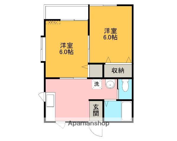 カフェラテ(2DK/2階)の間取り写真