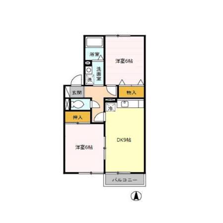 ボヌールクールゆうきち(2DK/1階)の間取り写真