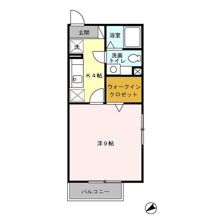 アネックス2(1K/2階)の間取り写真