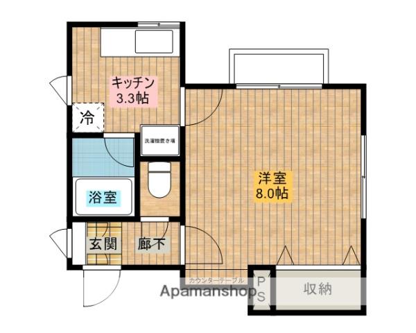 プライムパレスN1(1K/1階)の間取り写真