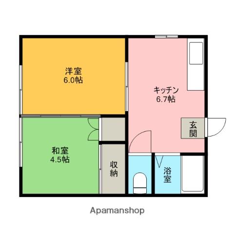 トラッドハウス2(2K/1階)の間取り写真