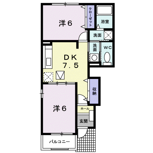 サンセールⅡ(2DK/1階)の間取り写真