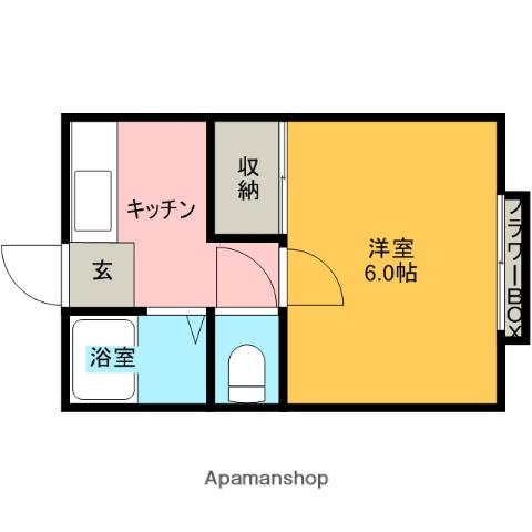 ハイツリバーサイドⅢ(1K/1階)の間取り写真