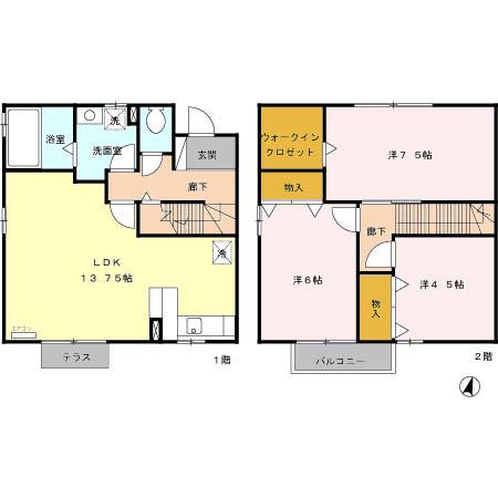 ブランシェ北斗　Ｂ(3LDK)の間取り写真