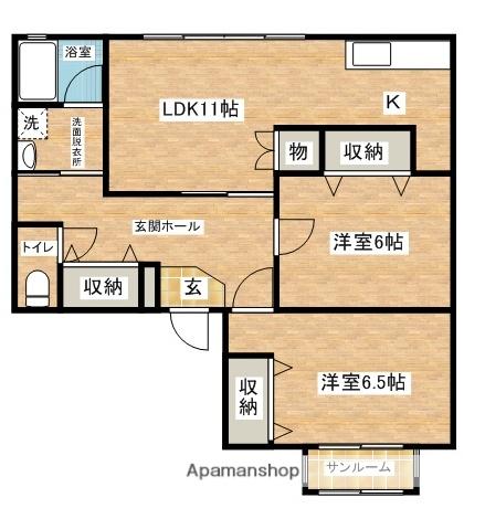 ハピネスⅠ(2LDK/1階)の間取り写真