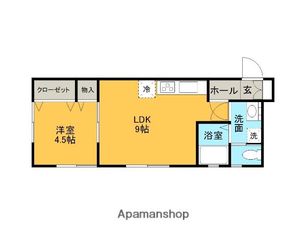 ブリックハウス旭南2(1LDK/1階)の間取り写真