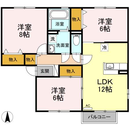 ロイヤルタウン広面A(3LDK/1階)の間取り写真