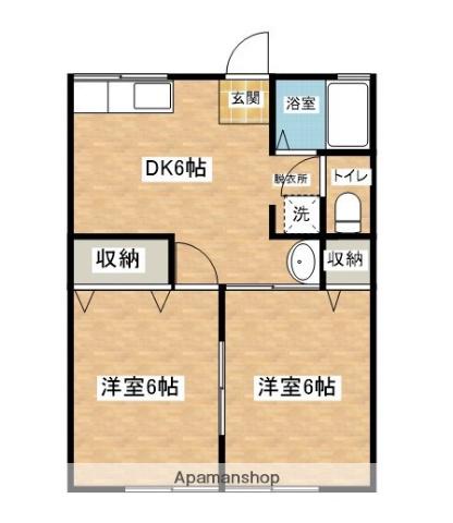 シティハイムクレスタB(2DK/2階)の間取り写真