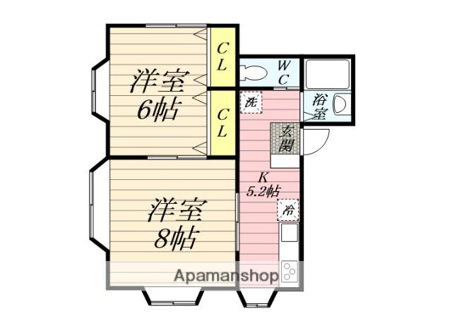 ウィングアベニュー(2K/2階)の間取り写真