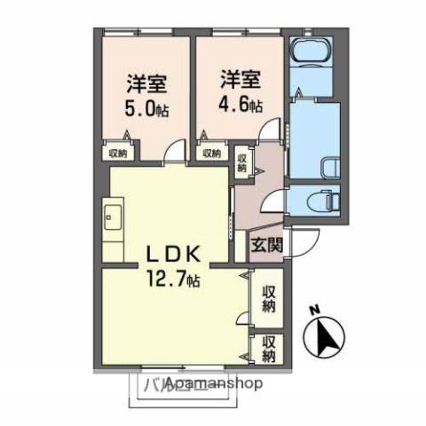 イーストベイ(2LDK/1階)の間取り写真