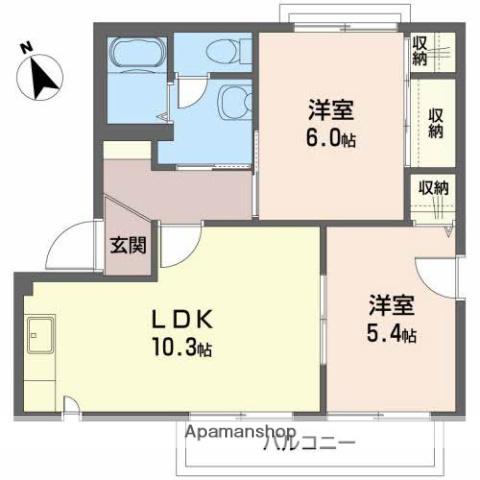シャーメゾン日吉B(2LDK/1階)の間取り写真