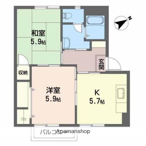 サンロード B(2K/2階)の間取り写真