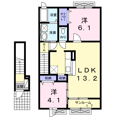 サニーマーヨバレーA(2LDK/2階)の間取り写真