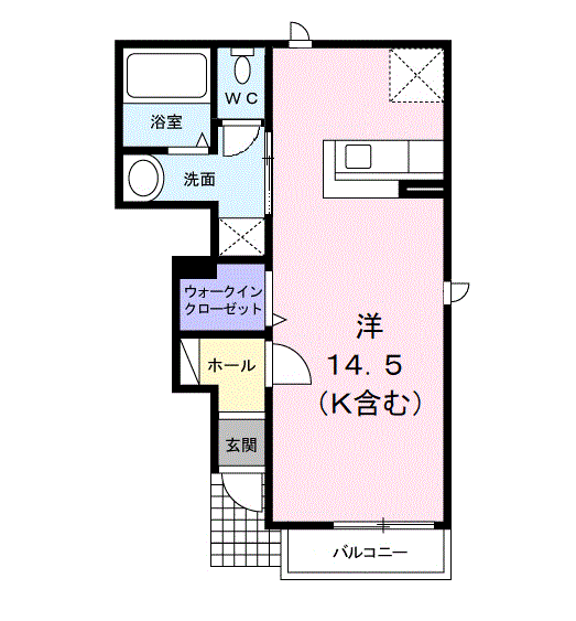プリムローズ3(ワンルーム/1階)の間取り写真