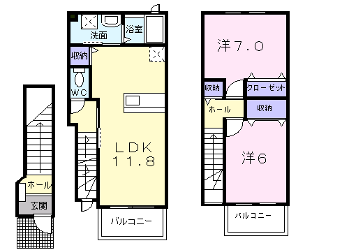 サンレージK(2LDK/2階)の間取り写真