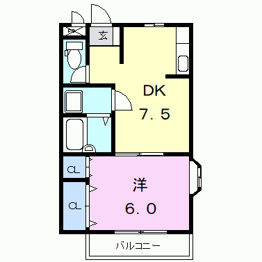 御殿山アベニュー(1DK/1階)の間取り写真