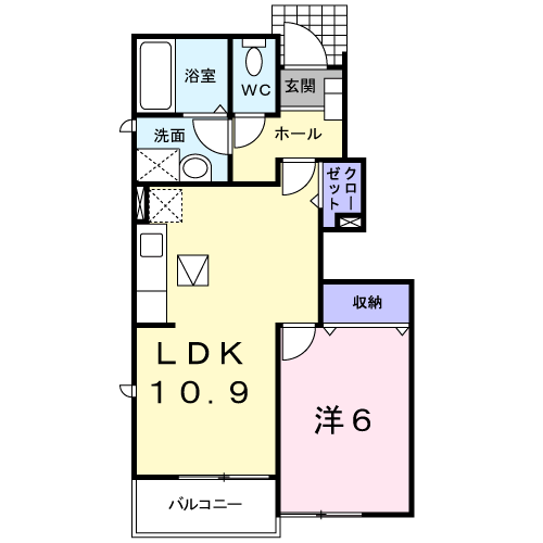 エクセレント(1LDK/1階)の間取り写真