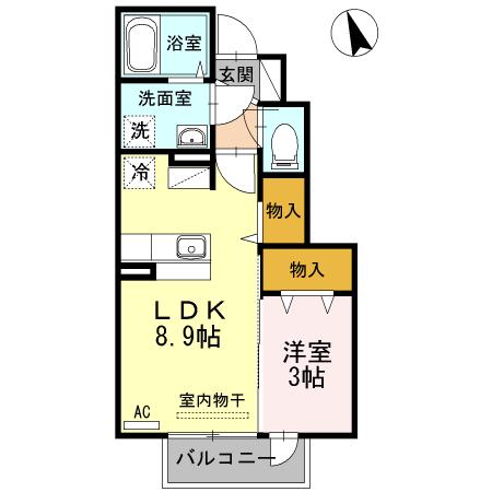 オリビエキャステーロ(1LDK/1階)の間取り写真