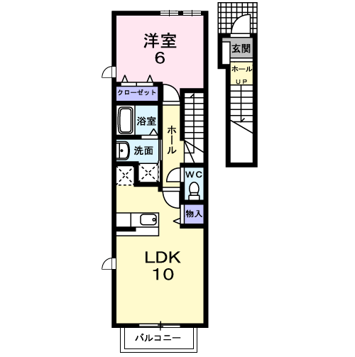 メゾン・ド・ソレイユ(1LDK/2階)の間取り写真