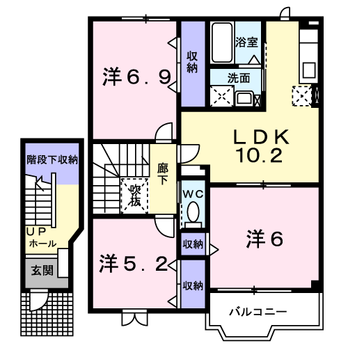パルーデⅠ(3LDK/2階)の間取り写真