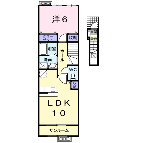 エアリーヒルⅡ(1LDK/2階)の間取り写真