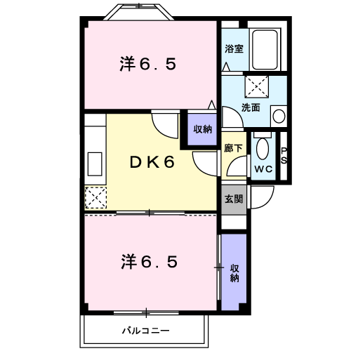 アグレアーブル(2DK/2階)の間取り写真