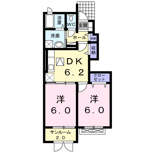 シャルマンハイツⅢ(2DK/1階)の間取り写真