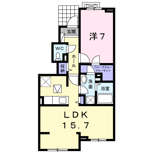 ルーラル クラウンⅡ(1LDK/1階)の間取り写真