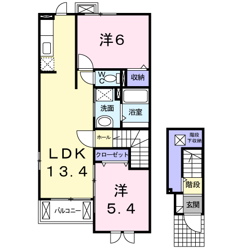 サンリットハウスⅡ(2LDK/2階)の間取り写真