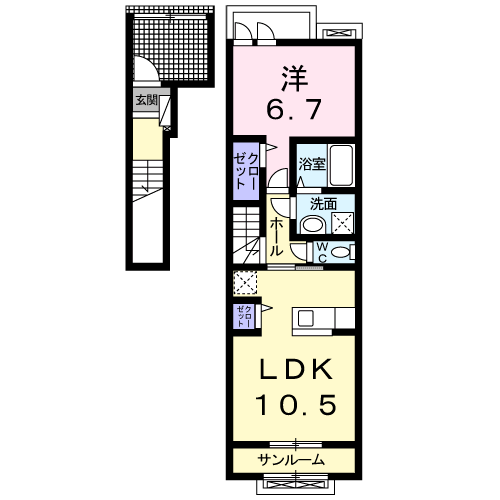 スプレンドルC(1LDK/2階)の間取り写真