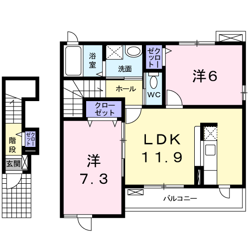パルナス(2LDK/2階)の間取り写真