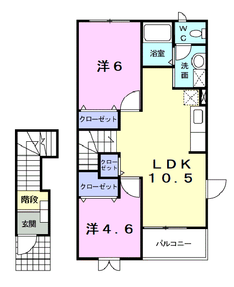 ヴィラ・ソレアード(2LDK/2階)の間取り写真