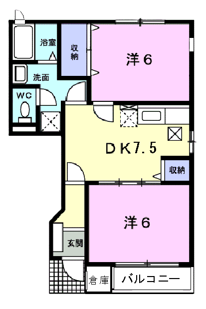 PARTERREⅢ(2DK/1階)の間取り写真