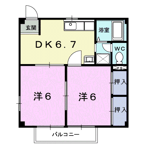 フランボワーズ(2DK/2階)の間取り写真