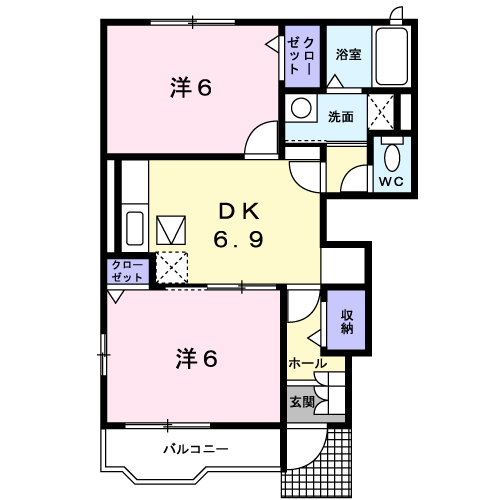 アクティブ(2DK/1階)の間取り写真