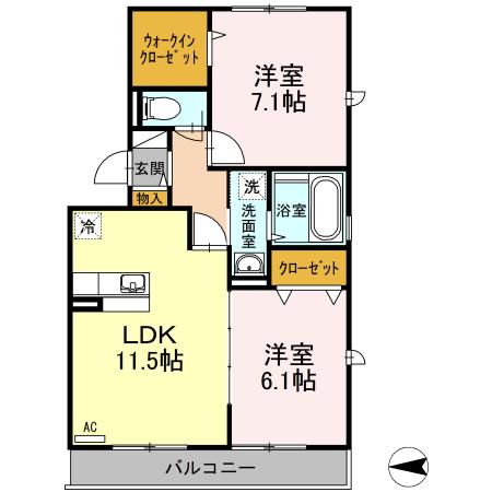 ブレジオぴあ(2LDK/3階)の間取り写真