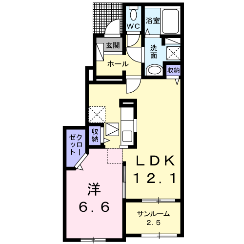 エスペランサ・ヴィラA(1LDK/1階)の間取り写真