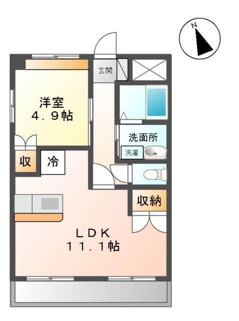 グランディール泰清(1LDK/2階)の間取り写真
