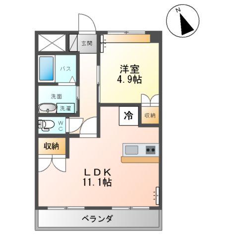 グランディール泰清(1LDK/2階)の間取り写真