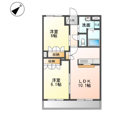 スイートピー(2LDK/2階)の間取り写真