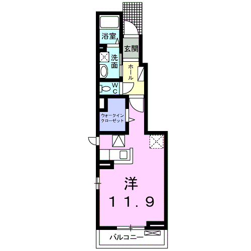 仙石線 東矢本駅 徒歩15分 2階建 築9年(ワンルーム/1階)の間取り写真