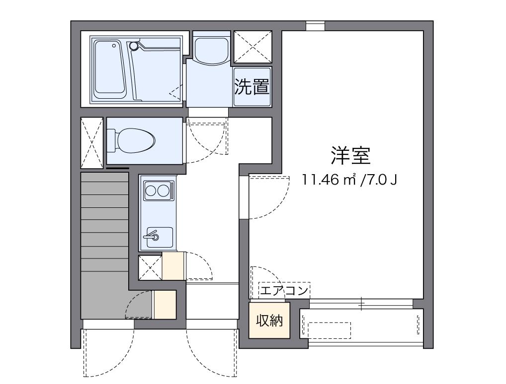 クレイノ梅津(1K/1階)の間取り写真
