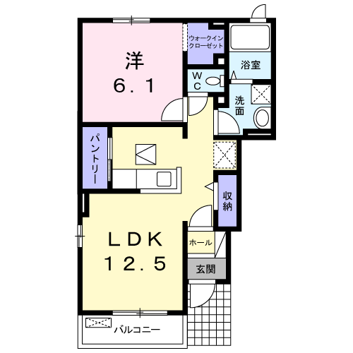 LE・CHANVREⅡ(1LDK/1階)の間取り写真