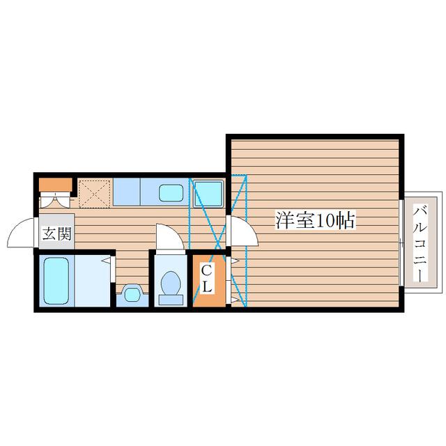 クレール成田(1K/2階)の間取り写真