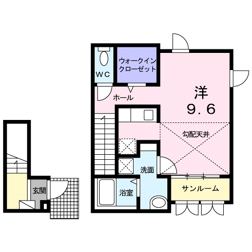 カーサ・ノーブル(ワンルーム/2階)の間取り写真
