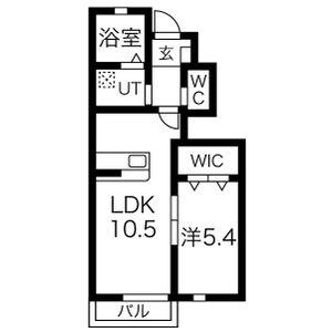 ミルト107 B棟(1LDK/1階)の間取り写真