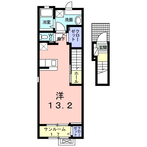 マイグラン楓(ワンルーム/2階)の間取り写真