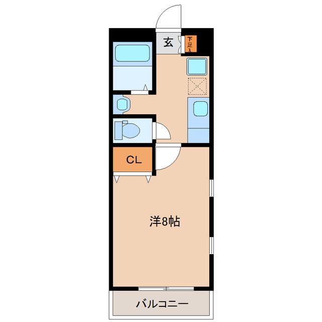 エクシアS(1K/1階)の間取り写真