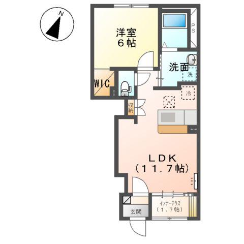 クオーレⅠ(1LDK/1階)の間取り写真
