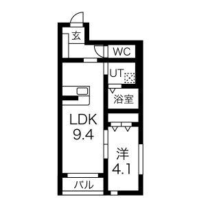 アルトゥーラA&W(1LDK/1階)の間取り写真
